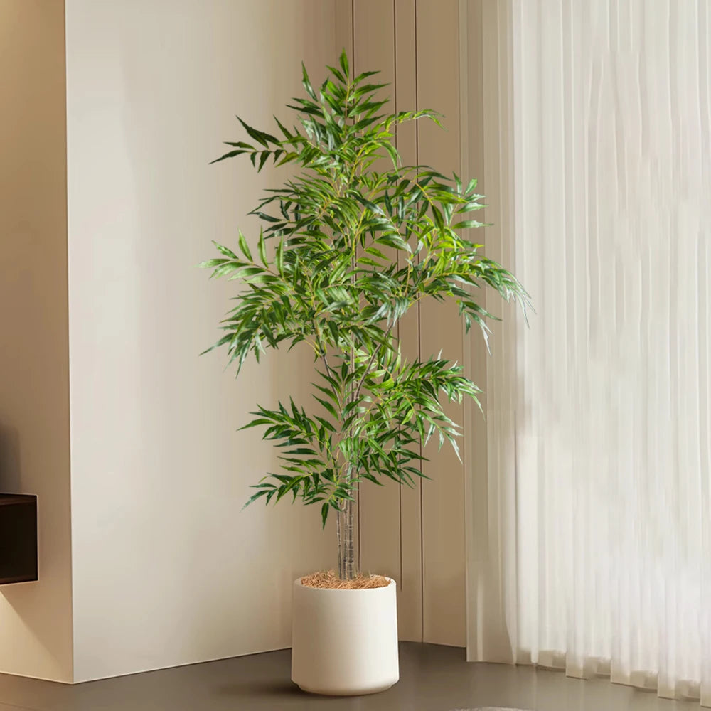 78-140cm Large Artificial Tree Real Touch Palm Tree Plastic Nandina Leaves Faux Tall Bamboo Plants For Home Garden Office Decor