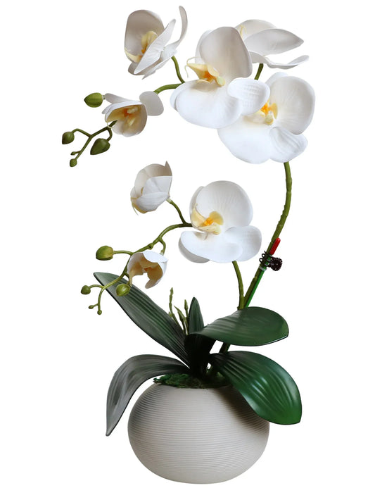 Real Touch White Orchid Artificial Flowers with Vase for Home Bathroom Decor Indoor Christmas Decorations