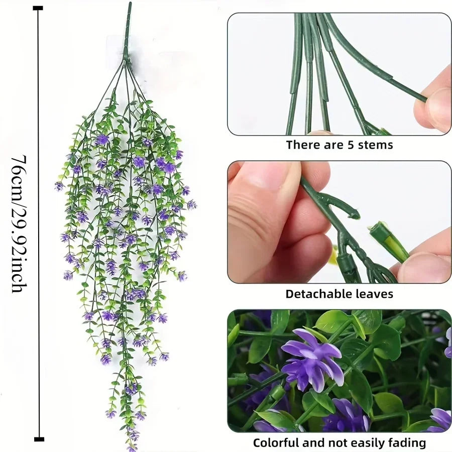 3pcs Realistic Hanging Plants Hanging Plant Experly Engineered Eucalyptus Leaf Greenery Vine Outdoor UV Resistant Plastic Plants