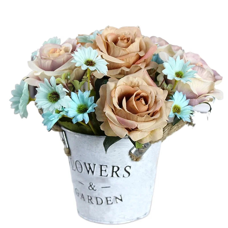 High-quality Silk Rose Artificial Flowers for Home Decor, Wedding Decoration, Big and Realistic.