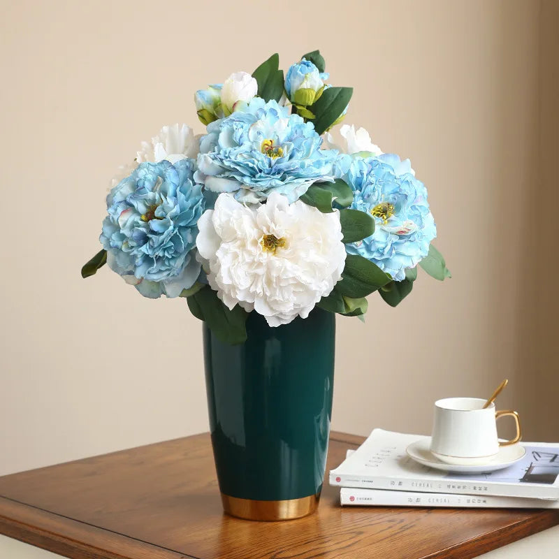 2 Head Peony Artificial Flowers Silk Rose Fake Flower Wedding Party Events Decoration Elegant Peony Simulation Plants Home Decor