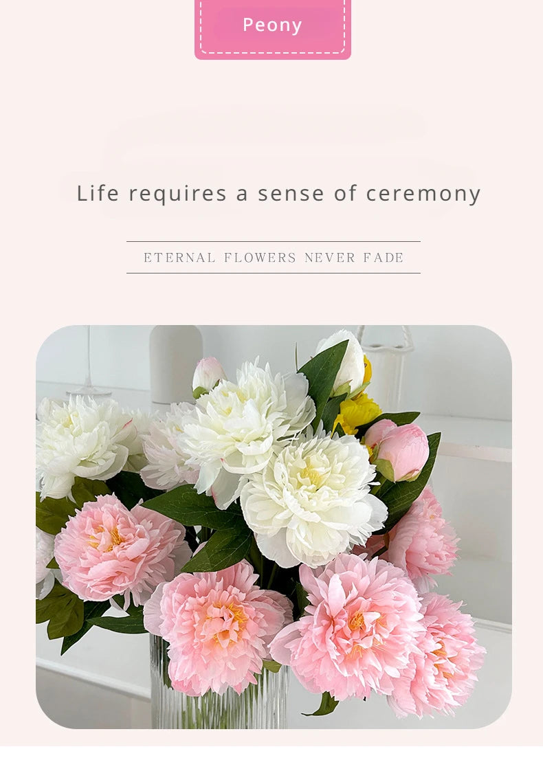 72CM 3-head Paeonia Peony Artificial Flowers Home Decoration Wedding Decoration Photography Props Lotus Silk Flowers