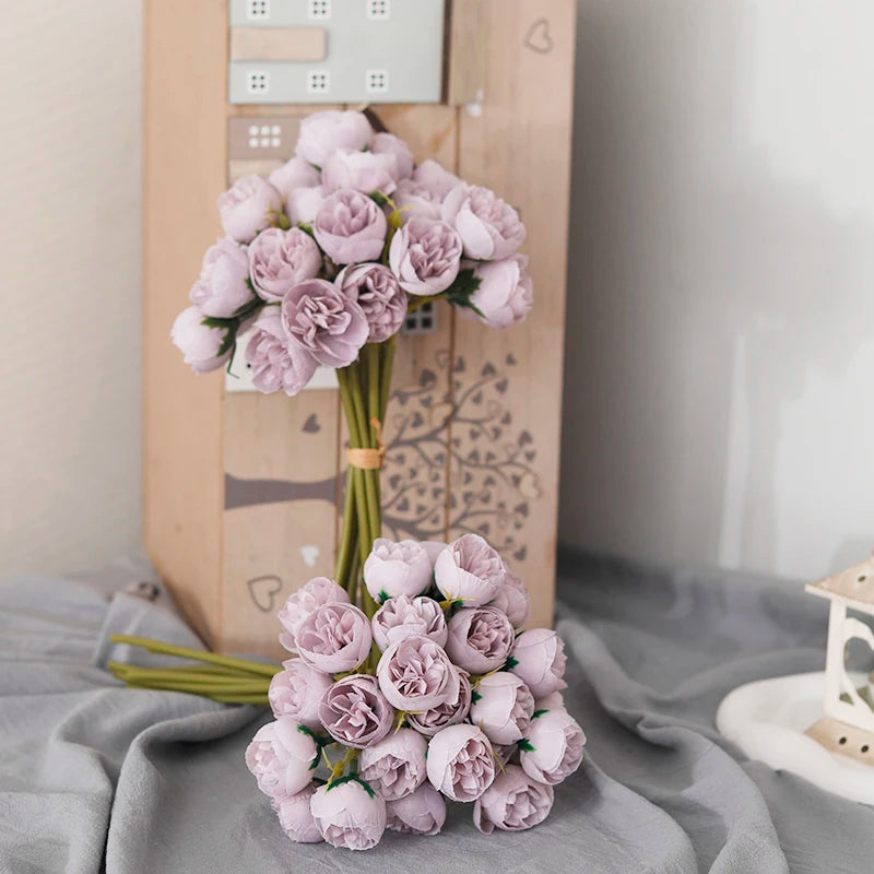 27 heads  Roses Crafted Flowers Silk Bouquet for Table Vase Arrange Home Wedding Decoration Roses Silk Flowers