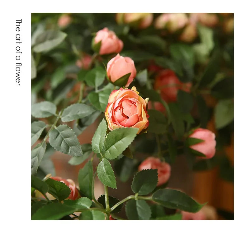 Rose flowers Crafted Hanging Plants Ivy Vine Leaves Greeny Chain Wall Home Room Garden Wedding Garland Outside Decoration