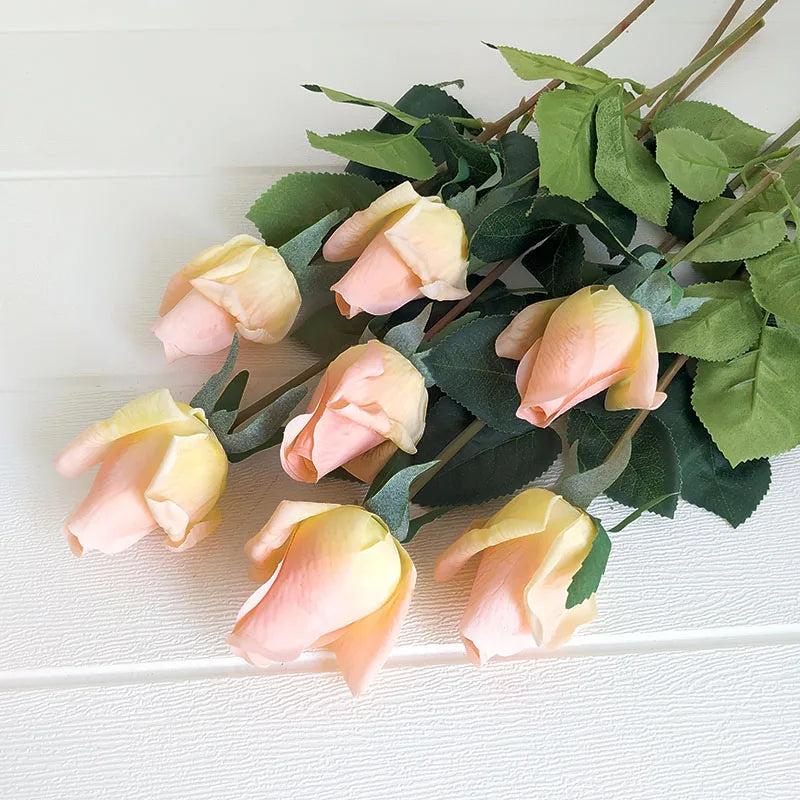Latex Real Touch Rose Flowers, Kitchen, Birthday Party Decor, Home Decorations Branch, 12 PCs/Lot