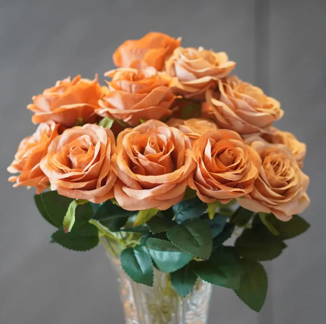 9 Heads Rose Bouquet Artificial Flower Wedding Rose Decor Scene Display Floral