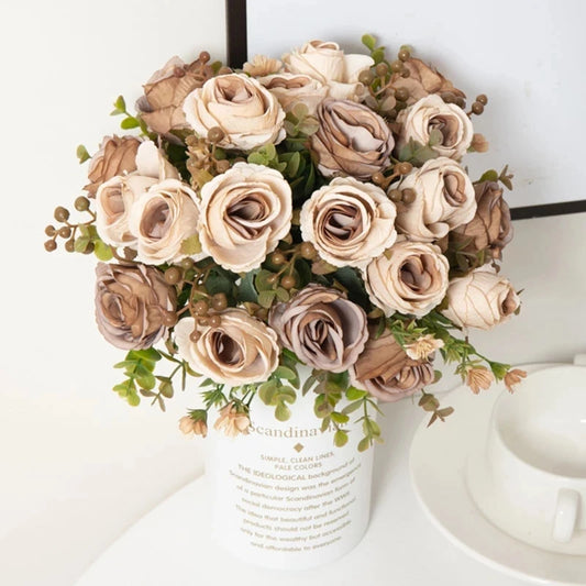 Timeless Rose Flowers Bouquet Silk Roses Wedding Home Table Decoration Arrange Crafted Plants Valentine's Day Present Supplies