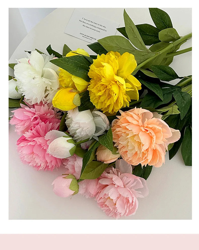72CM 3-head Paeonia Peony Artificial Flowers Home Decoration Wedding Decoration Photography Props Lotus Silk Flowers