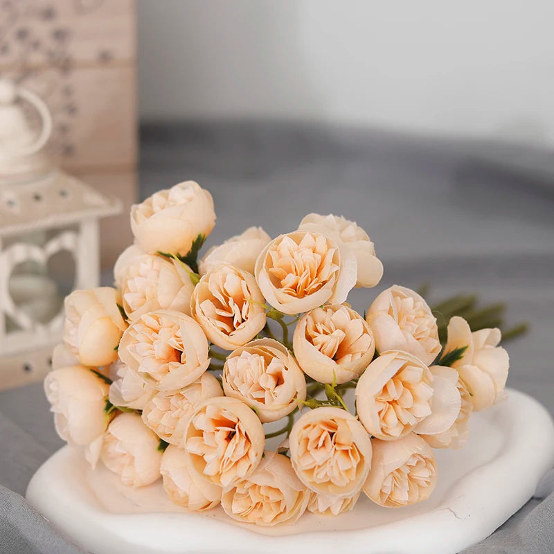 27 heads  Roses Crafted Flowers Silk Bouquet for Table Vase Arrange Home Wedding Decoration Roses Silk Flowers