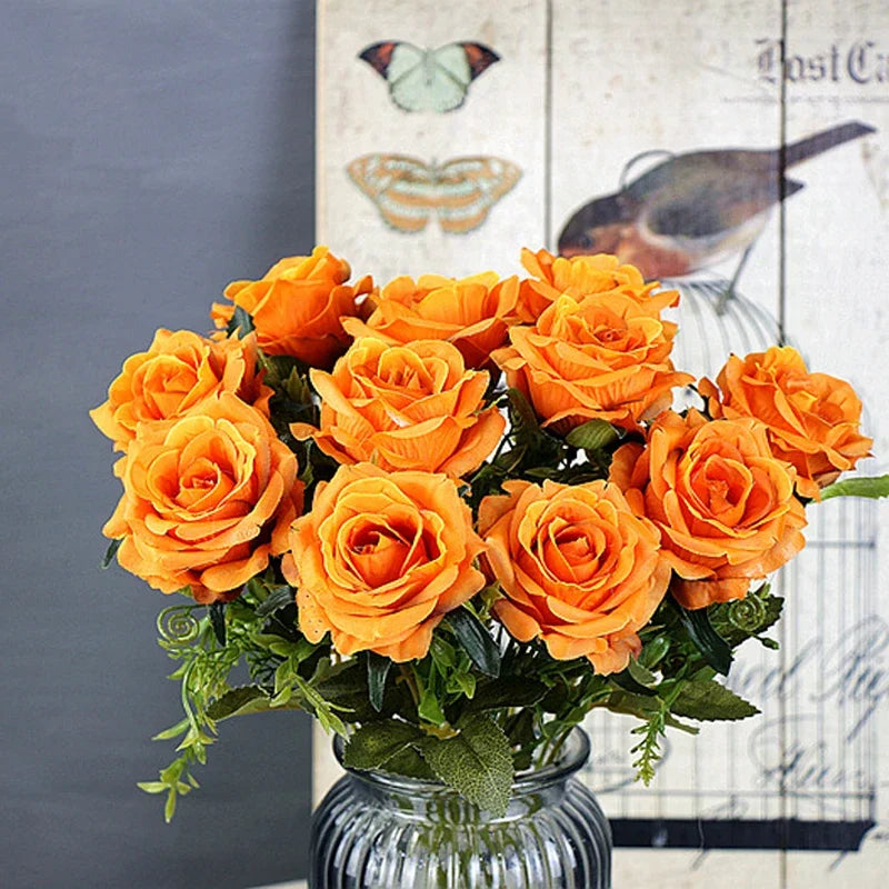 High-quality Silk Rose Artificial Flowers for Home Decor, Wedding Decoration, Big and Realistic.
