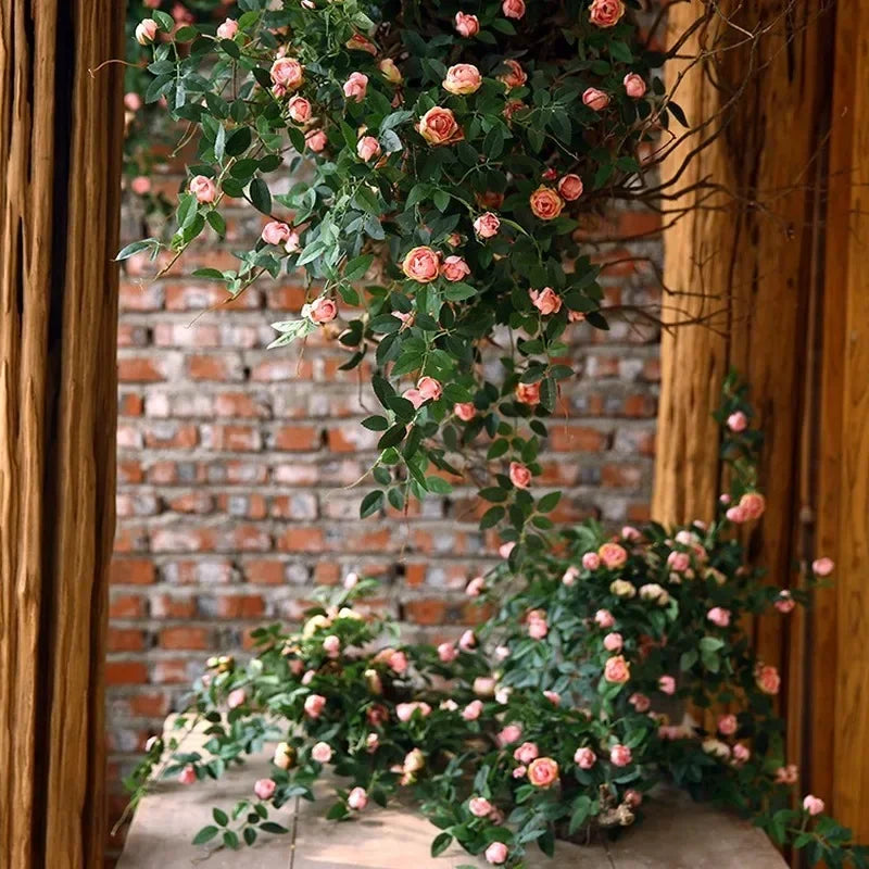 Rose flowers Crafted Hanging Plants Ivy Vine Leaves Greeny Chain Wall Home Room Garden Wedding Garland Outside Decoration