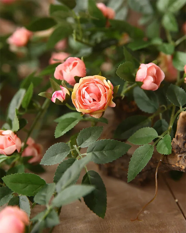 Rose flowers Crafted Hanging Plants Ivy Vine Leaves Greeny Chain Wall Home Room Garden Wedding Garland Outside Decoration