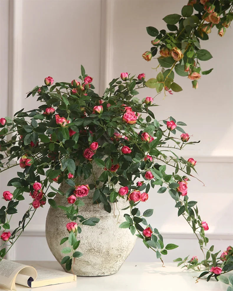 Rose flowers Crafted Hanging Plants Ivy Vine Leaves Greeny Chain Wall Home Room Garden Wedding Garland Outside Decoration