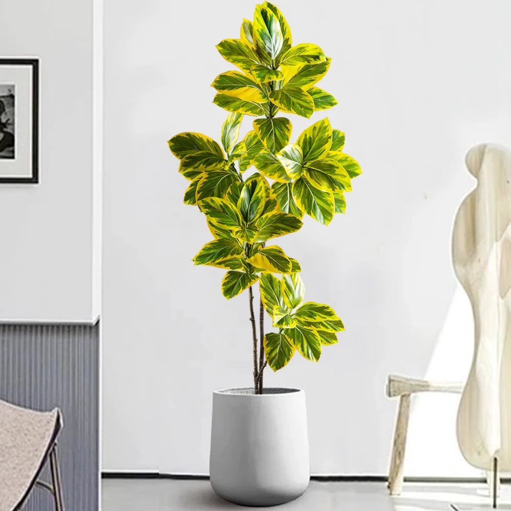 70-130cm Realistic Banyan Tree Branch Magnolia Leaves Tall Rubber Tree Faux Ficus Plants For Home Office Wedding Decor