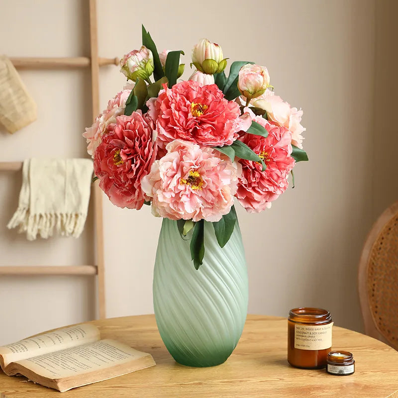2 Head Peony Artificial Flowers Silk Rose Fake Flower Wedding Party Events Decoration Elegant Peony Simulation Plants Home Decor