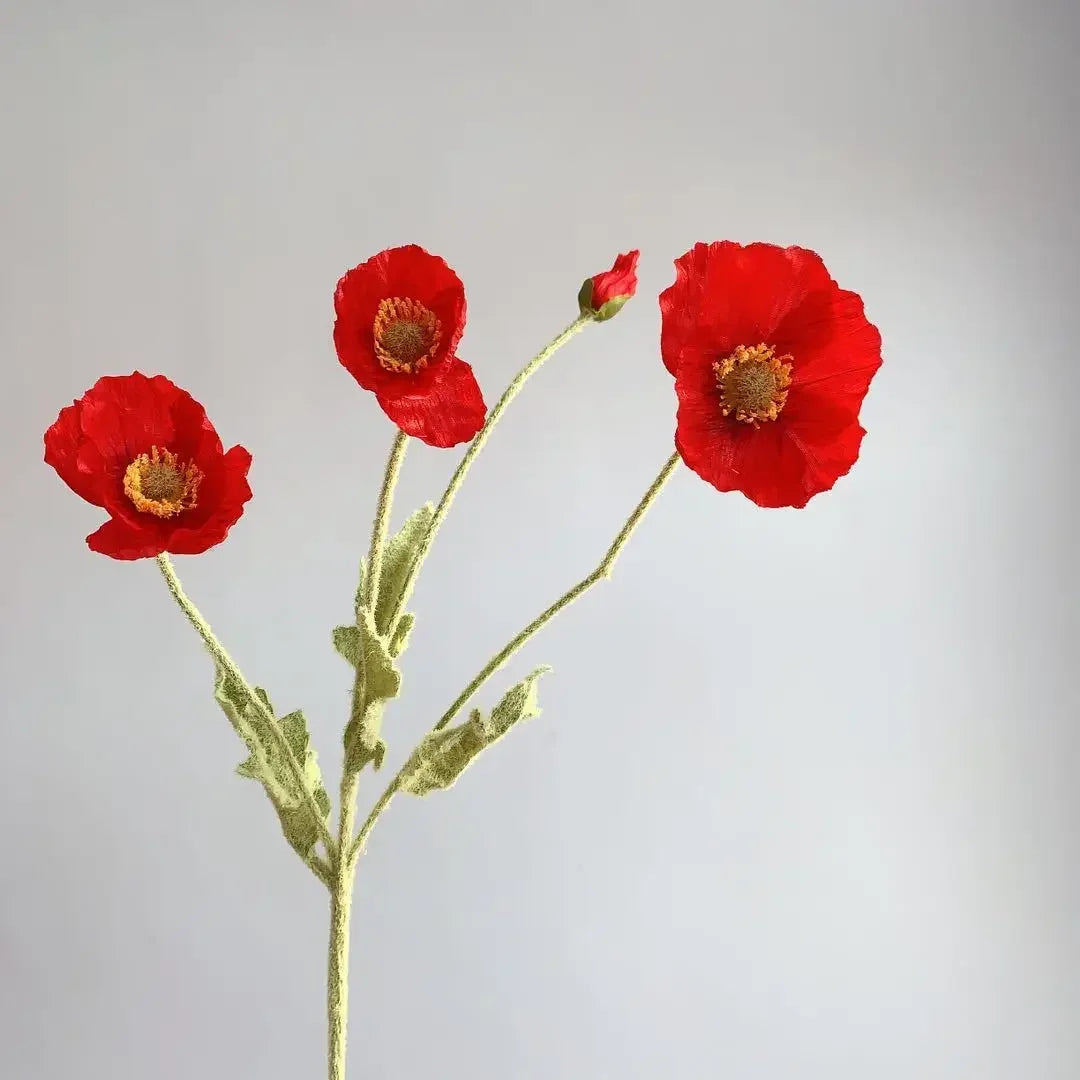 Poppy Flowers Silk Long Stem Housewarming Garden Table Wedding DIY Party Wedding Bridal Bouquet Decor
