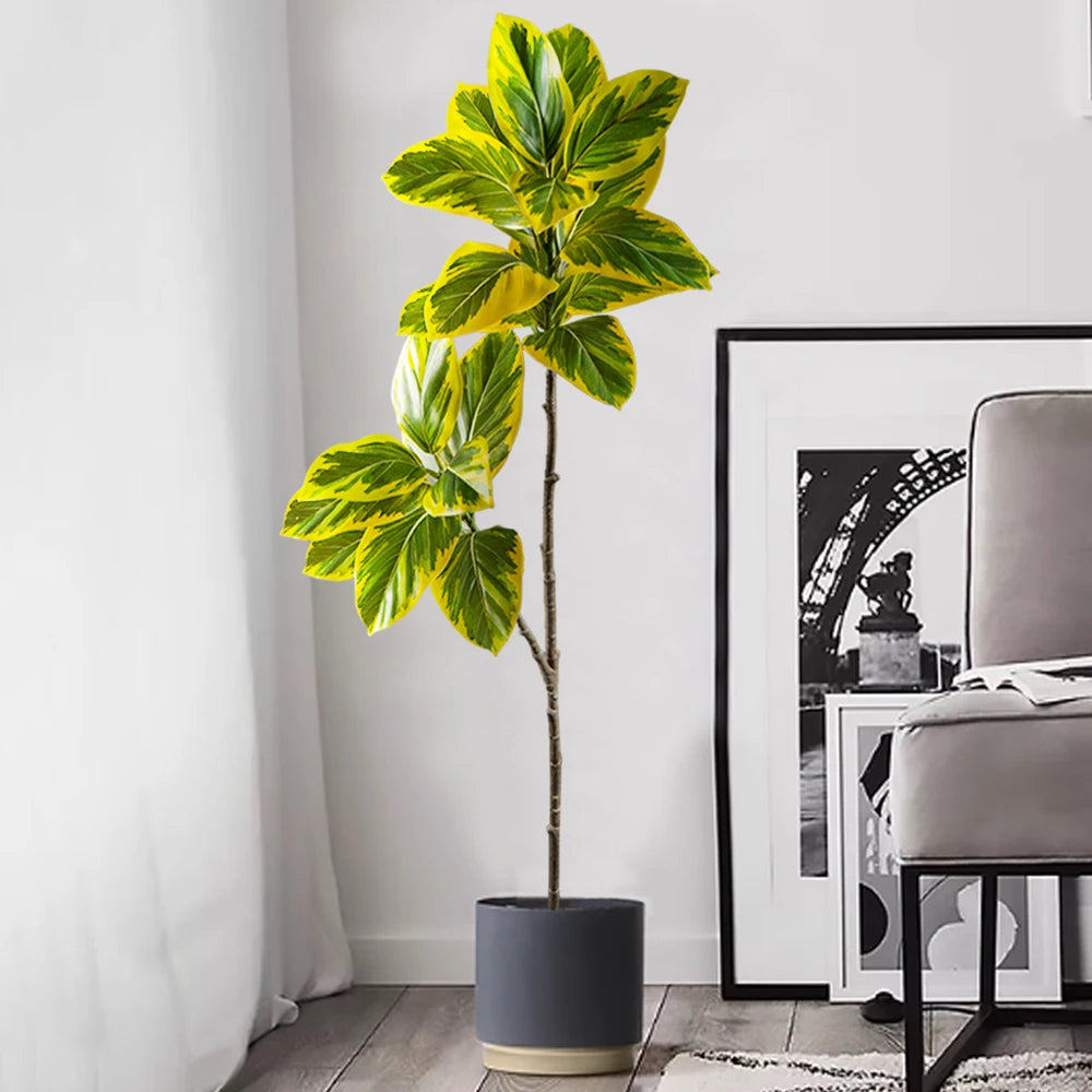 70-130cm Realistic Banyan Tree Branch Magnolia Leaves Tall Rubber Tree Faux Ficus Plants For Home Office Wedding Decor