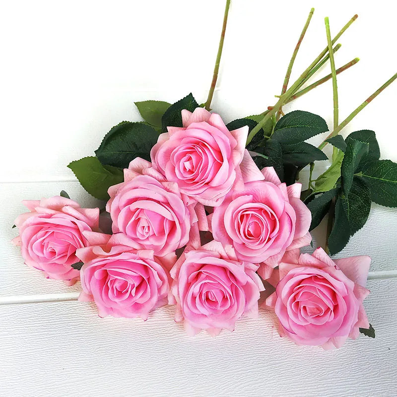 Latex Real Touch Rose Flowers, Kitchen, Birthday Party Decor, Home Decorations Branch, 12 PCs/Lot