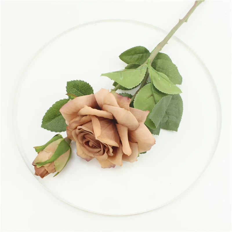 Single Rose Silk Flower Stem with  Real Touch Rose Flowers  Home Wedding Decoration Table
