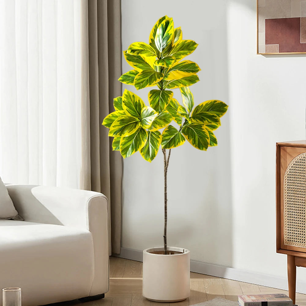 70-130cm Realistic Banyan Tree Branch Magnolia Leaves Tall Rubber Tree Faux Ficus Plants For Home Office Wedding Decor