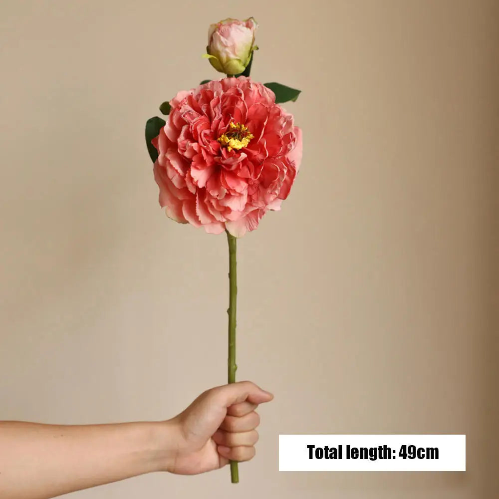 2 Head Peony Artificial Flowers Silk Rose Fake Flower Wedding Party Events Decoration Elegant Peony Simulation Plants Home Decor