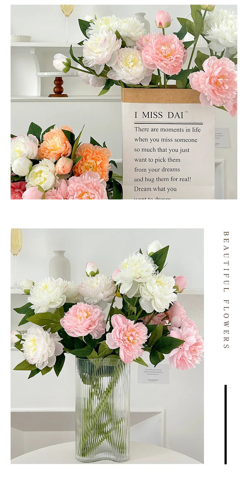 72CM 3-head Paeonia Peony Artificial Flowers Home Decoration Wedding Decoration Photography Props Lotus Silk Flowers