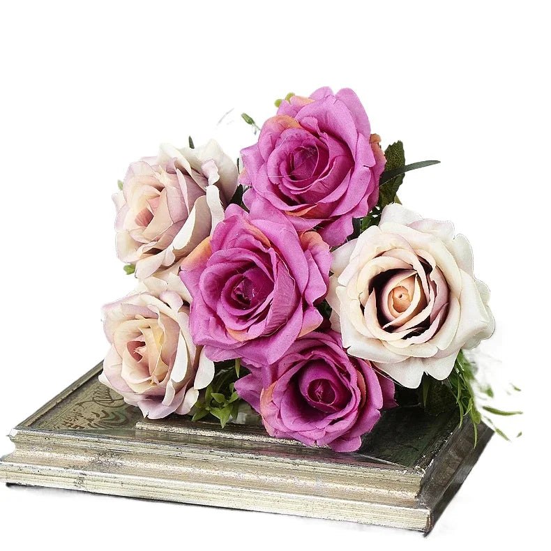 High-quality Silk Rose Artificial Flowers for Home Decor, Wedding Decoration, Big and Realistic.