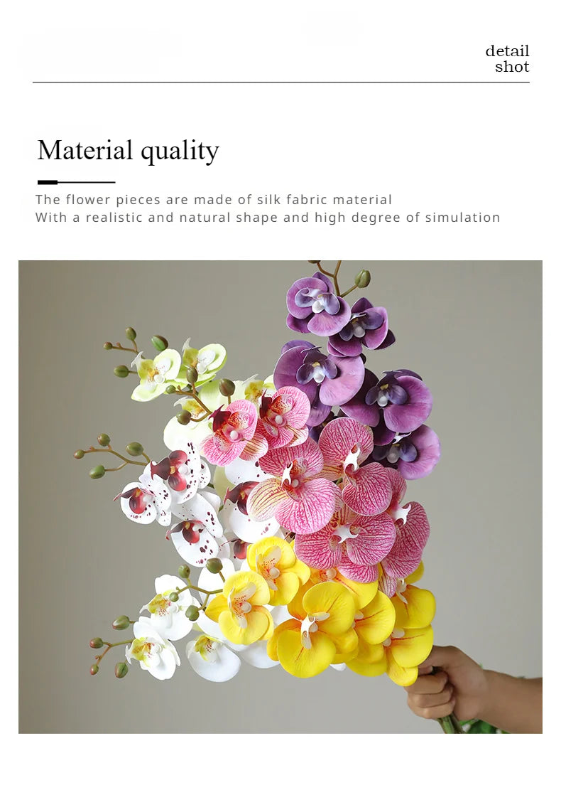 78CM High-end Film 7-head Butterfly Orchid Living Room Decoration Flower Wedding Venue Decoration Silk Flower