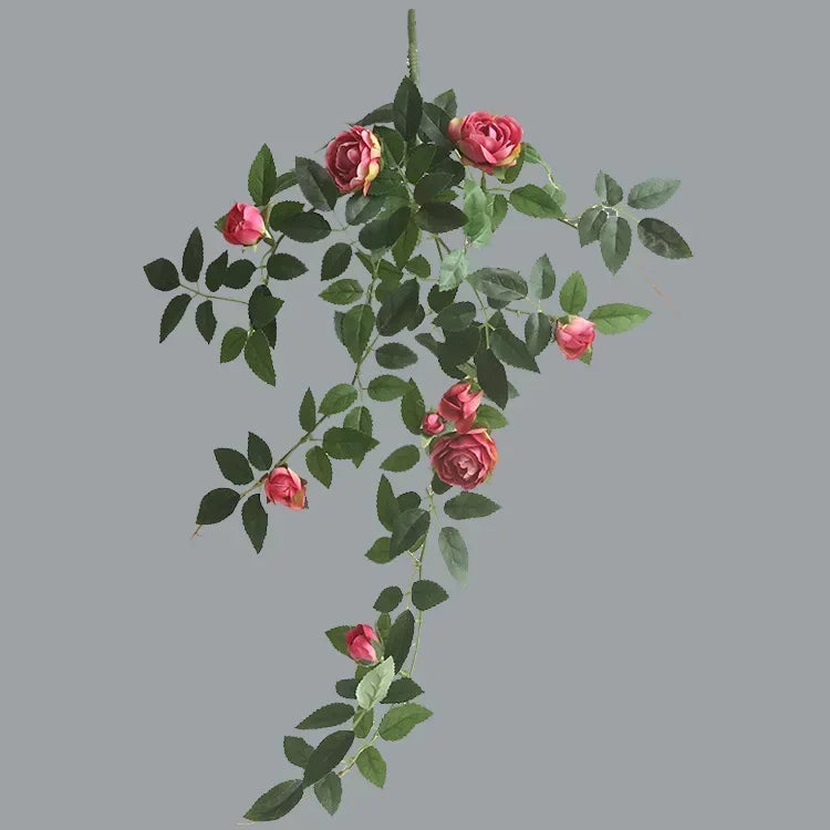 Rose flowers Crafted Hanging Plants Ivy Vine Leaves Greeny Chain Wall Home Room Garden Wedding Garland Outside Decoration