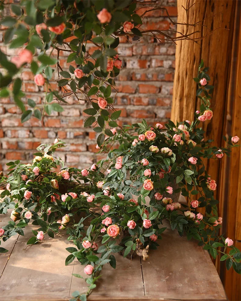 Rose flowers Crafted Hanging Plants Ivy Vine Leaves Greeny Chain Wall Home Room Garden Wedding Garland Outside Decoration