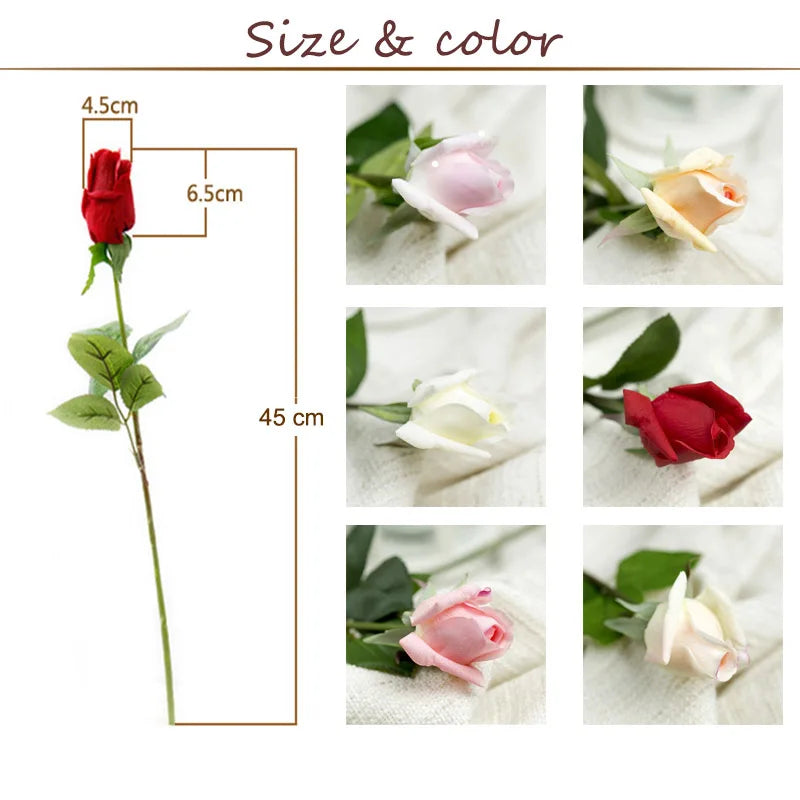 Latex Real Touch Rose Flowers, Kitchen, Birthday Party Decor, Home Decorations Branch, 12 PCs/Lot
