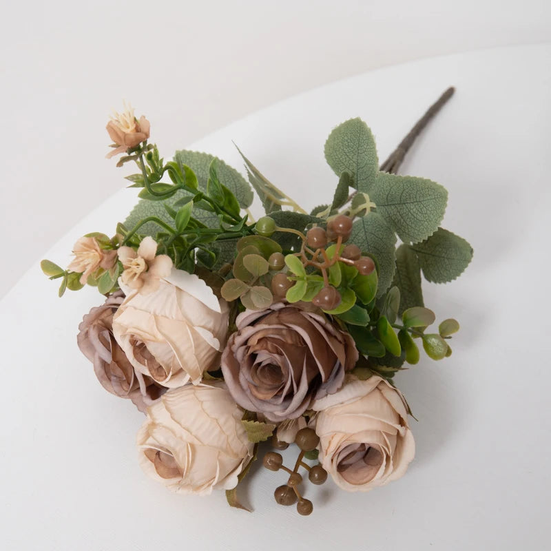 Timeless Rose Flowers Bouquet Silk Roses Wedding Home Table Decoration Arrange Crafted Plants Valentine's Day Present Supplies