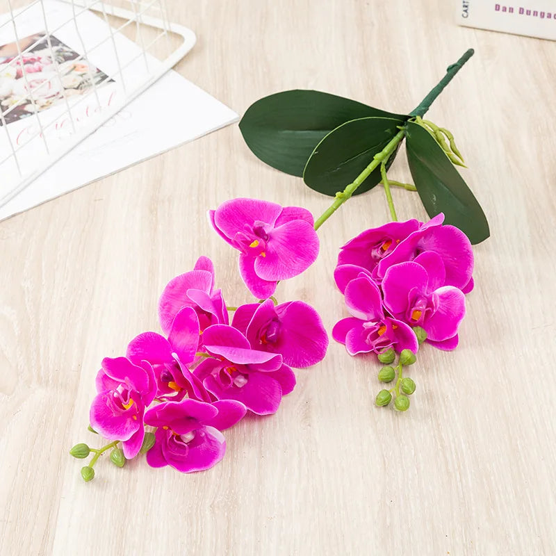90CM 9-head Artificial Butterfly Orchid Artificial Flower with Adhesive Tape Orchid Home Decoration Living Room Placement