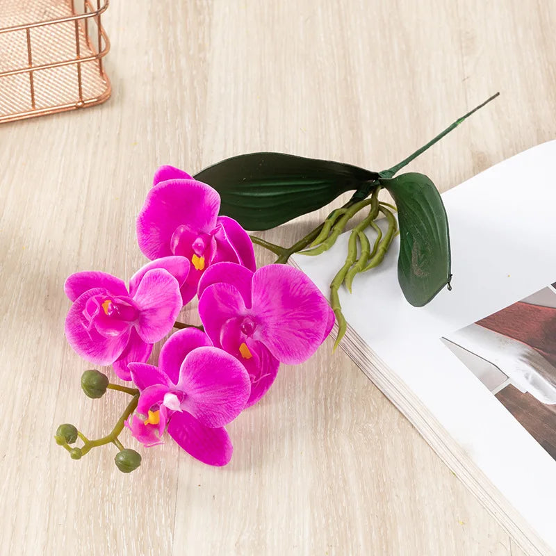 90CM 9-head Artificial Butterfly Orchid Artificial Flower with Adhesive Tape Orchid Home Decoration Living Room Placement