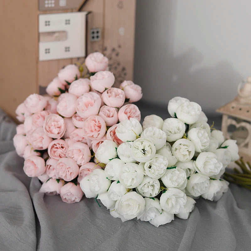 27 heads  Roses Crafted Flowers Silk Bouquet for Table Vase Arrange Home Wedding Decoration Roses Silk Flowers
