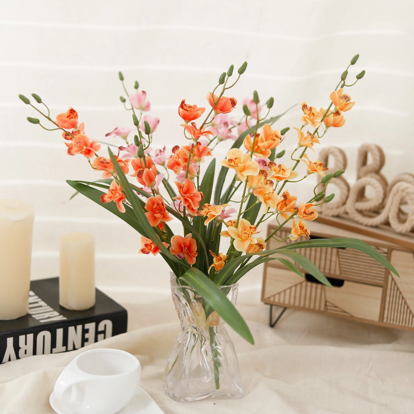 Vanilla Orchid Flower Artificial Flowers Freesia For Home Decoration Wedding Valentine's Day Arrangement Garden Party Vase Decor