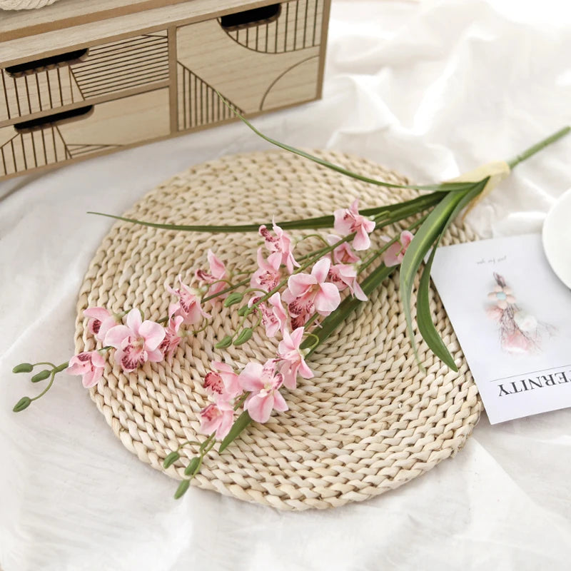Artificial Orchids High Quality Touch Real Flower Bouquet Home Garden Decoration Fake Plants Wedding Decor Valentine's Day Gift