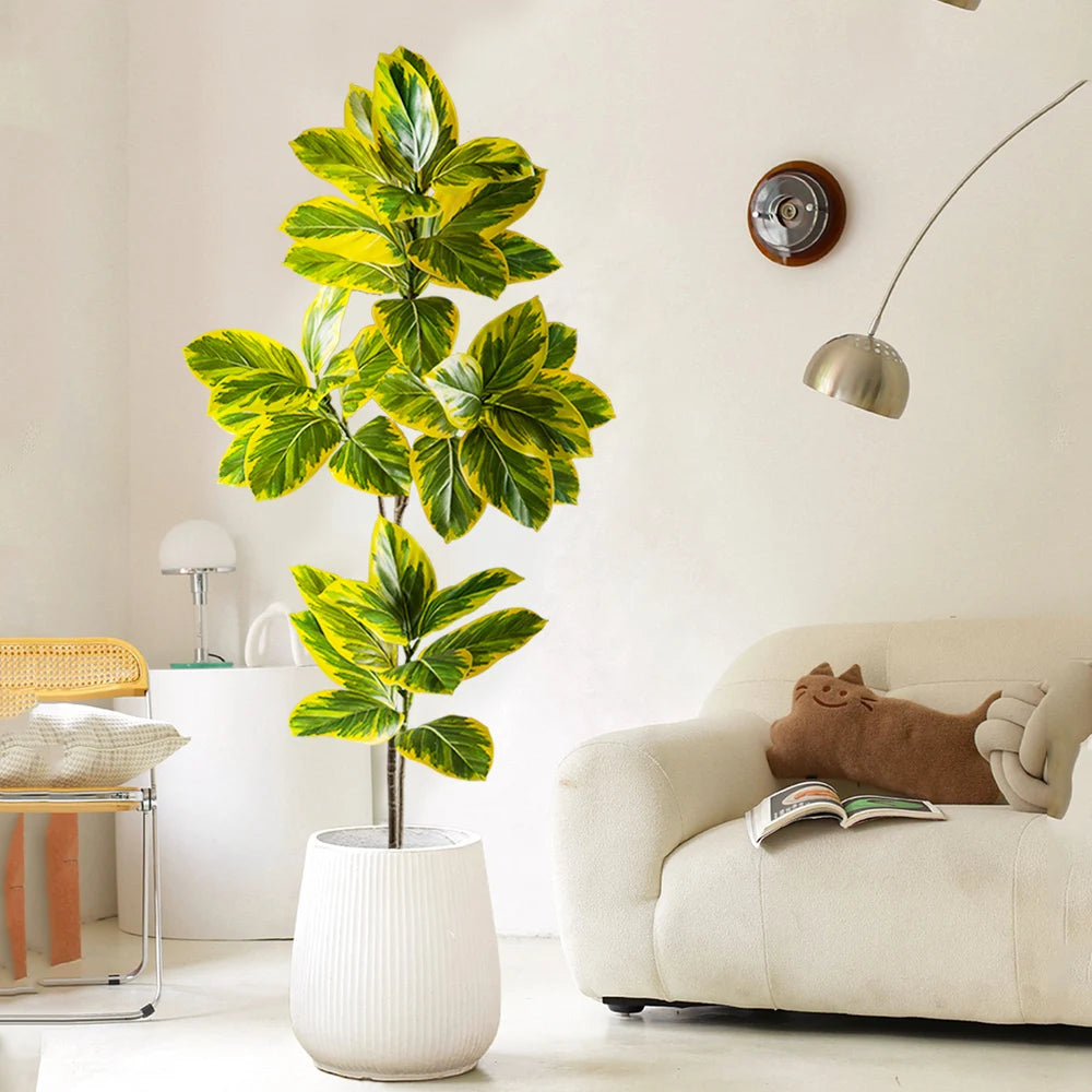 70-130cm Realistic Banyan Tree Branch Magnolia Leaves Tall Rubber Tree Faux Ficus Plants For Home Office Wedding Decor