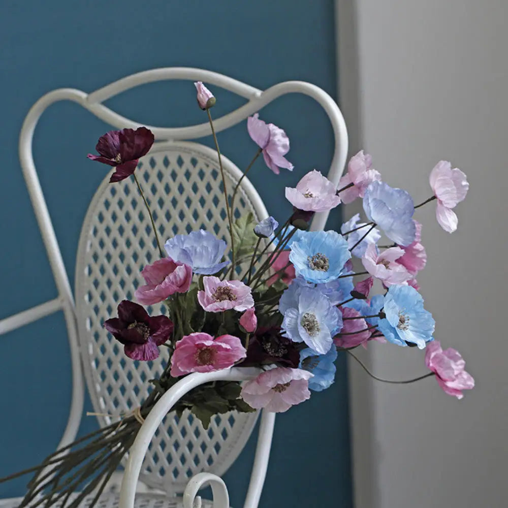 Poppy Flowers Silk Long Stem Housewarming Garden Table Wedding DIY Party Wedding Bridal Bouquet Decor
