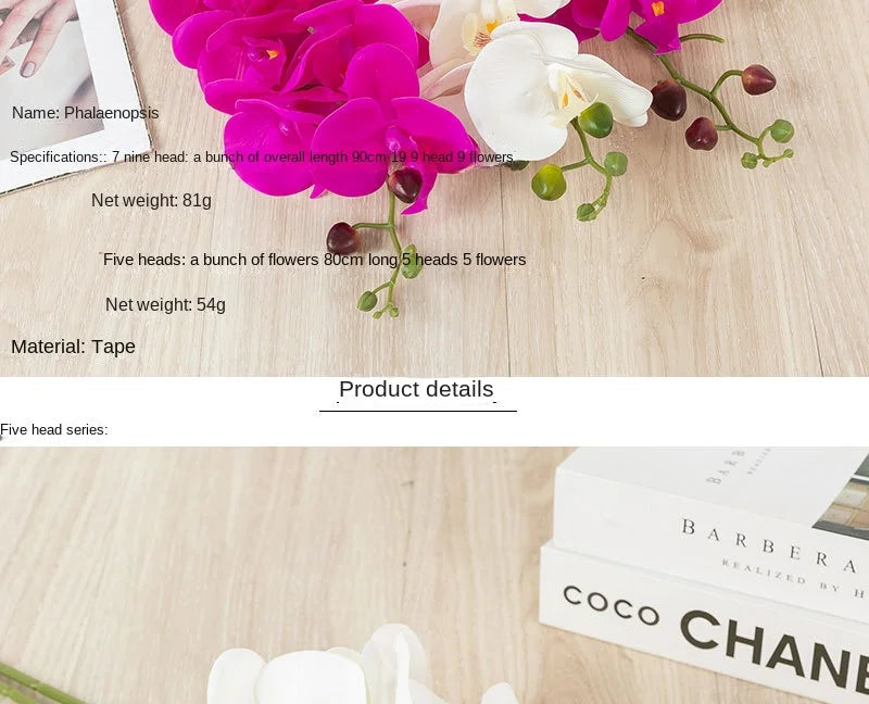 90CM 9-head Artificial Butterfly Orchid Artificial Flower with Adhesive Tape Orchid Home Decoration Living Room Placement