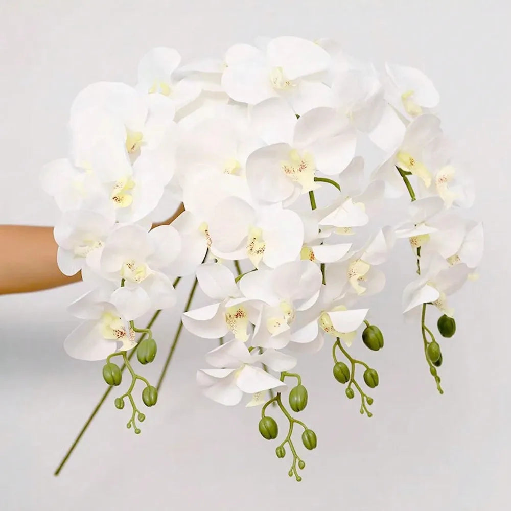 6pcs Lifelike Artificial Orchids - 9 Blooms Each, Silk Butterfly Orchid Stems for Elegant Home & Wedding Decor Perfect Gift