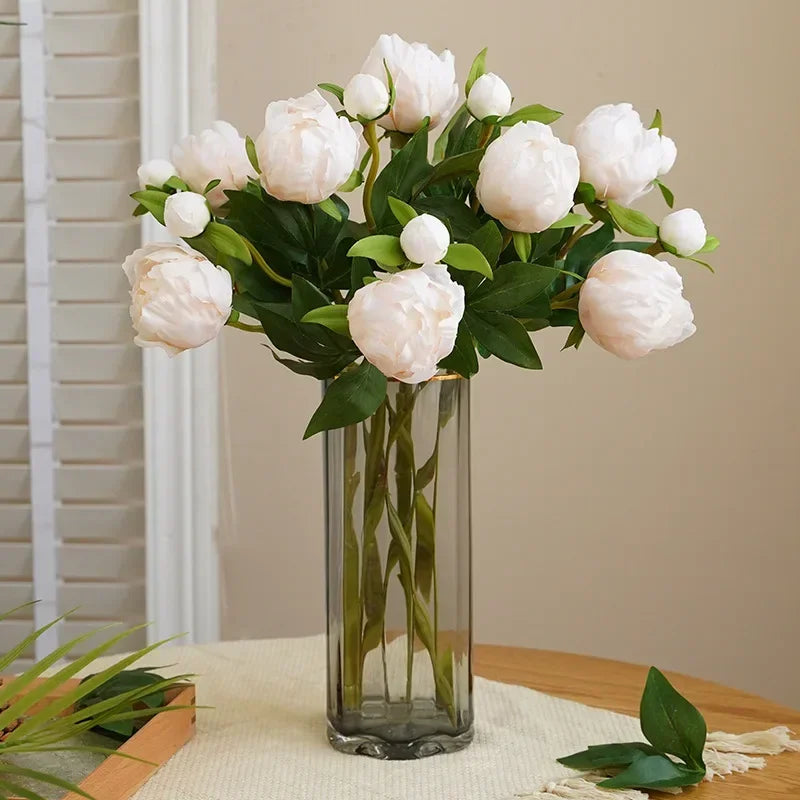 Luxury Artificial Peony Flowers for Decor Real Touch Silk Floral European Style Home Decor Fake Peonies for Living Room