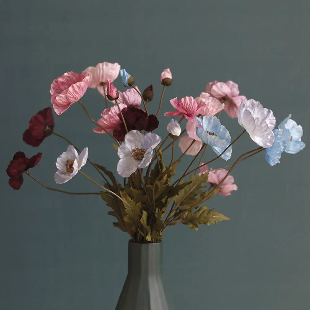 Poppy Flowers Silk Long Stem Housewarming Garden Table Wedding DIY Party Wedding Bridal Bouquet Decor