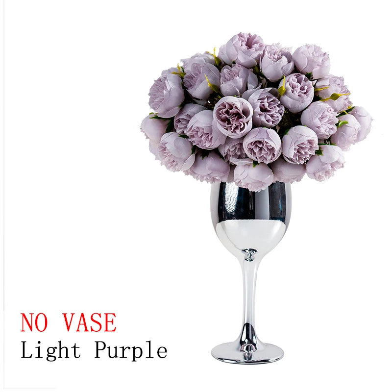 27Heads Peony Artificial Flowers for Home Vase DIY Decor Bride Rose Bouquet Wedding Party Centerpieces Decoration