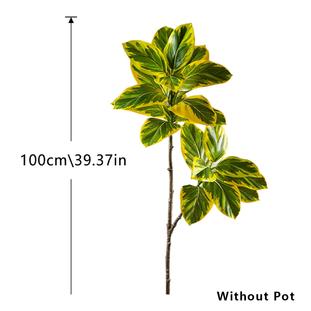 70-130cm Realistic Banyan Tree Branch Magnolia Leaves Tall Rubber Tree Faux Ficus Plants For Home Office Wedding Decor