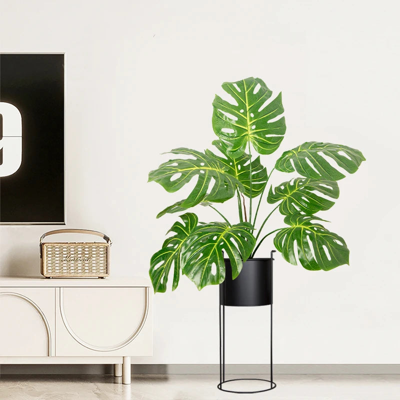67-85cm Large Artificial Palm Tree Hand Crafted Plant Branch Tropical Banana Leaves Green Fabrical Monstera Leafs For Home Garden Decor