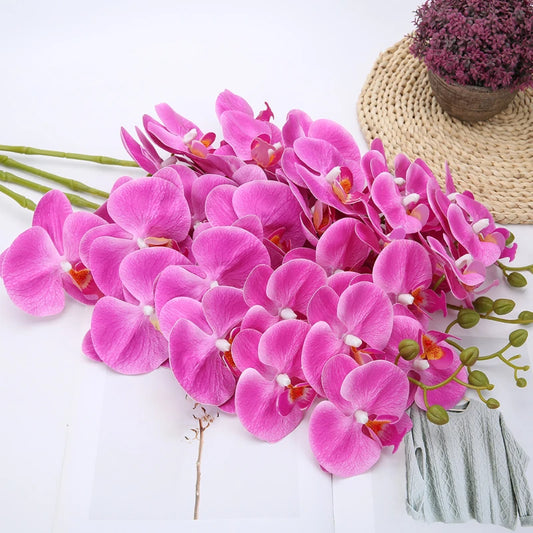 90CM 9-head Artificial Butterfly Orchid Artificial Flower with Adhesive Tape Orchid Home Decoration Living Room Placement