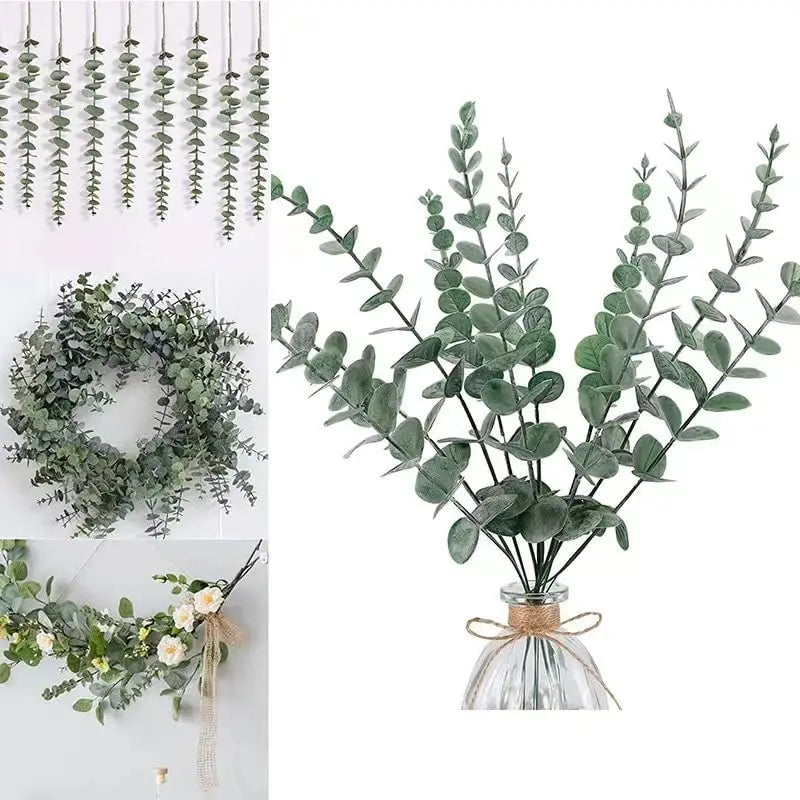12pcs of lifelike artificial eucalyptus stems for Wedding Bouquet Floral Arrangement Home Decor
