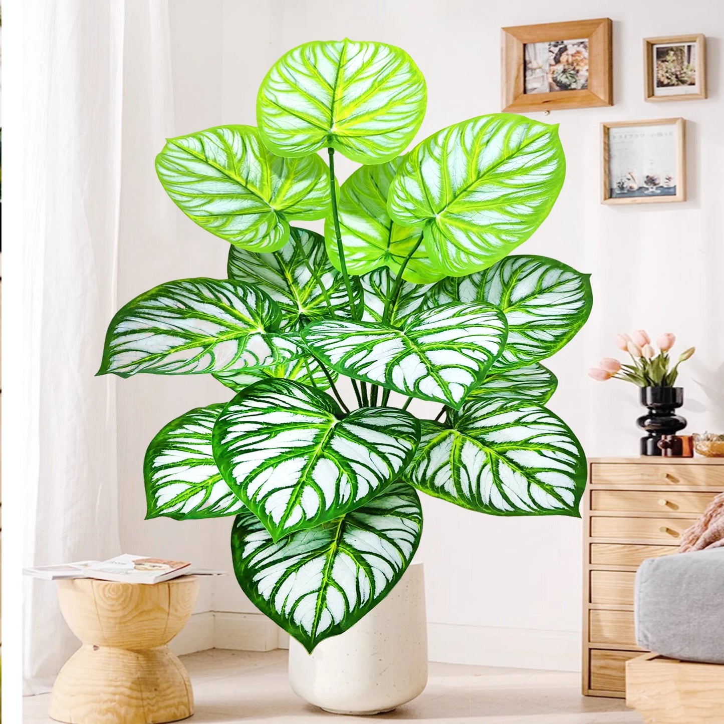 60-105cm /41.3in Artificial plant apple leaf fiddle leaf plastic leaf potted ornamental suitable for home decoration office