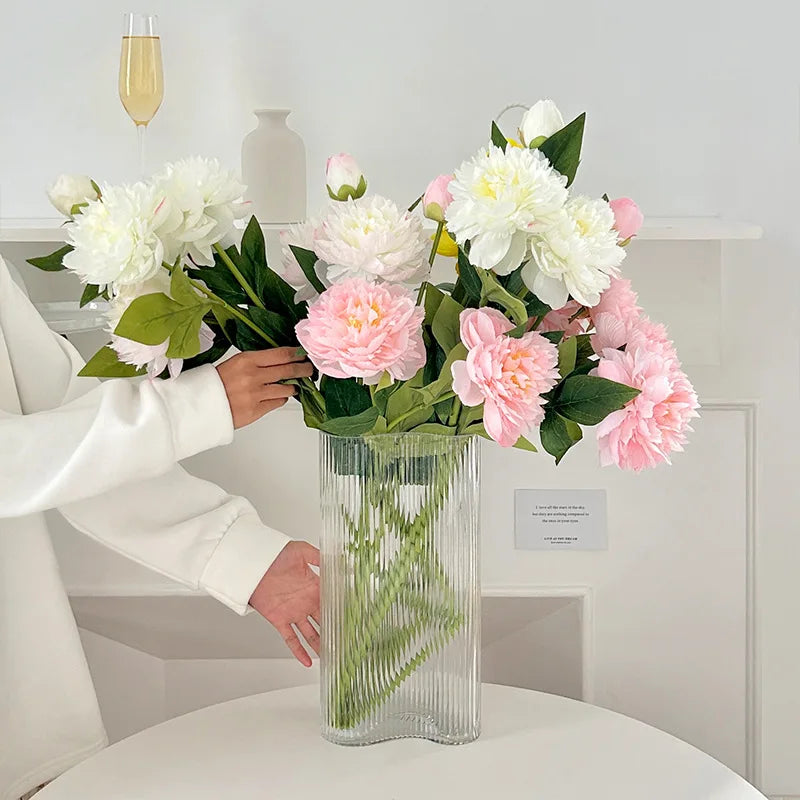 72CM 3-head Paeonia Peony Artificial Flowers Home Decoration Wedding Decoration Photography Props Lotus Silk Flowers